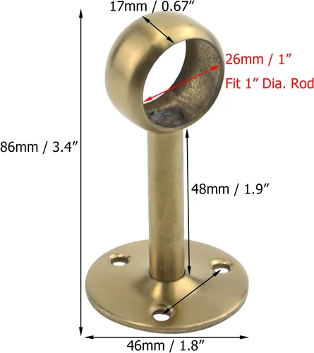Miniatura 4 de Coshar Soporte de barra de cortina de ducha de acero inoxidable resistente de 1 pulgada (0.984 in) de diámetro. Soporte montado en techo y pared