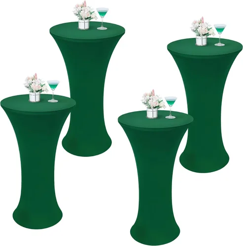 Miniatura 12 de Wolkemer 4 piezas manteles redondos negros de 24x43 pulgadas ajustados elásticos para mesa de cóctel highboy para banquete bar fiesta pub boda