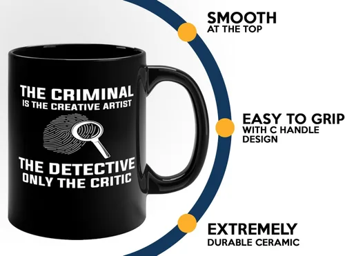 Miniatura 5 de Taza de café detective de 11 onzas, color negro