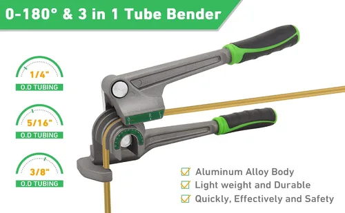Miniatura 4 de Dobladora de tubos de 1/4 ", 5/16", 3/8" (6/8/0.394 in) O.D. Dobladora de tubos 3 en 1 Dobladora de tubos de aluminio y cobre HVAC de 180 °