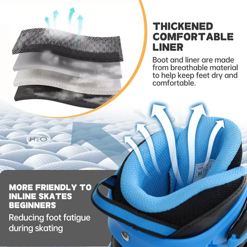 Miniatura 7 de METROLLER Patines en línea para niñas y niños Edades 5-8 8-12 Patines en línea ajustables con ruedas iluminadas Patines en línea para jóvenes y Azul