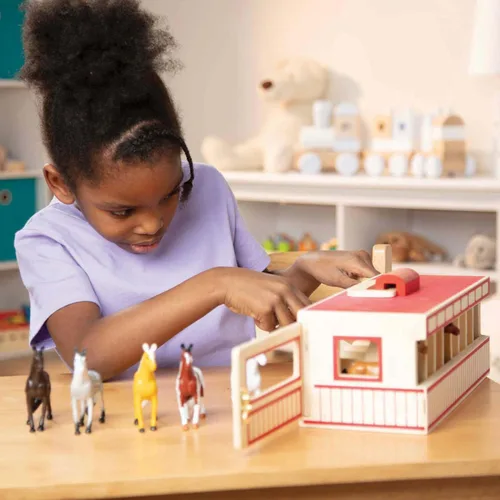 Miniatura 6 de Establo de madera de juguete con 8 caballos, de Melissa & Doug