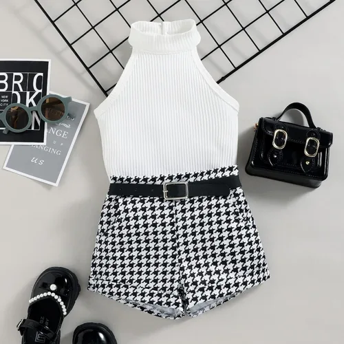 Miniatura 30 de TheFound Trajes de verano para niñas pequeñas, sin mangas, de punto acanalado, halter, pantalones cortos, ropa para recién nacidos, conjunto de 3