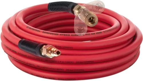 Miniatura 18 de INTERTOOL Manguera de compresor de aire 1/4-pulgada x 25 pies, ligera con acoplador rápido resistente y enchufe de servicio pesado - Resistente a
