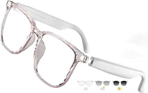 Miniatura 8 de Gafas inteligentes para mujer, gafas de auriculares con altavoces integrados, audio de oído abierto HD, filtrado de luz azul para trabajar (negro)