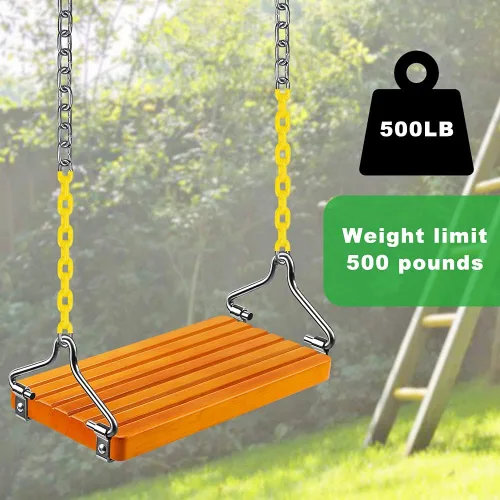 Miniatura 5 de SELEWARE Asiento colgante de madera, 17.5 x 8.2 pulgadas, 2 mosquetones, columpio de árbol para adultos y niños, patio trasero interior o exterior