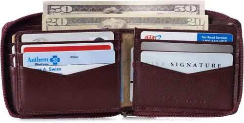 Miniatura 3 de Alpine Swiss Logan Zipper Bifold Wallet For Men or Women RFID Safe Comes in a Gift Box