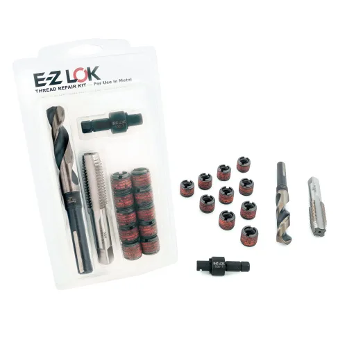 Miniatura 2 de E-Z LOK EZ-329-8 Kit de reparación de roscas para insertos roscados de acero al carbono metálico 1/2-13 y herramientas de instalación