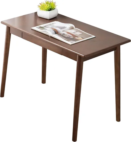 Miniatura 14 de Escritorio de madera maciza con cajones, escritorio de computadora de madera para oficina en casa, escritorio de estudio de juegos para espacios