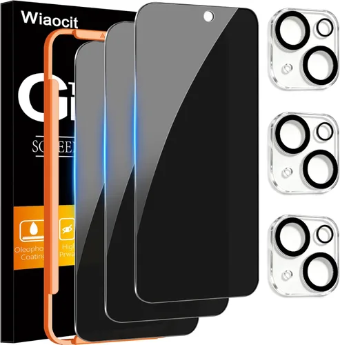 Miniatura 16 de Wiaocit 3 Pack Tempered Glass Screen Protector for iPhone 13 Pro with 3 Pack Camera Lens Protector, 9H Hardness, Bubble Free, Case Friendly