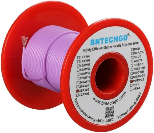 Miniatura 10 de BNTECHGO Carrete de alambre de silicona de calibre 28 rojo 250 pies Flexible 28 AWG alambre de cobre estañado trenzado