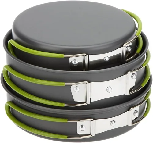 Lixada Utensilios de cocina para camping, juego de ollas y sartenes, juego de ollas y sartenes, ollas ligeras, equipo de cocina para mochileros,
