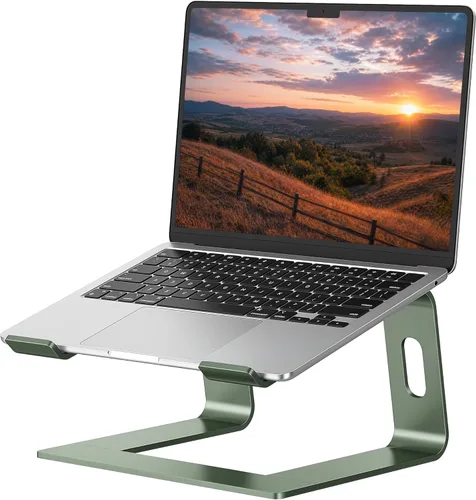 Miniatura 12 de SOUNDANCE Soporte para portátil, elevador de computadora de aluminio, elevador ergonómico para portátiles para escritorio, soporte de metal