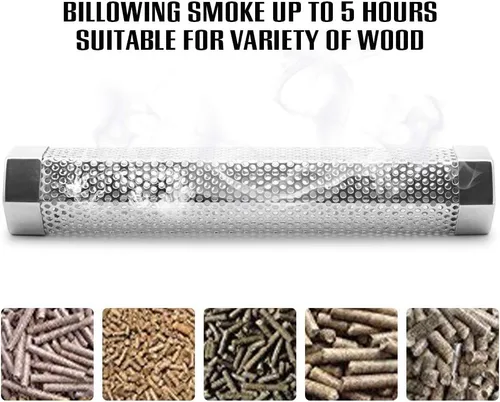 Miniatura 5 de BEWAVE Tubo de ahumador de pellets para todas las parrillas, carbón eléctrico a gas o ahumadores para fumadores en frío/calor, cepillo de tubo