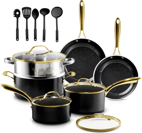 Miniatura 11 de GOTHAM STEEL - Juego de 12 piezas de utensilios de cocina de cerámica antiadherente, juego de ollas y sartenes de cerámica antiadherentes