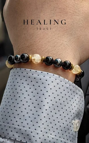 Miniatura 2 de Confianza curativa Pulsera de citrino, pulsera de hematita de obsidiana negra, joyería de cristal de citrino, pulsera de riqueza de obsidiana negra