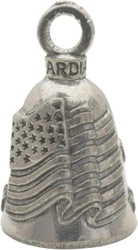 Miniatura 23 de Guardian Bell Campana patriótica de buena suerte con llavero y bolsa de regalo de terciopelo negro Campana de motocicleta Peltre sin plomo