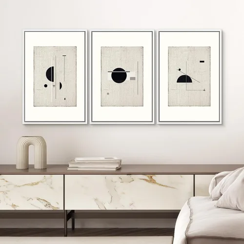Miniatura 535 de SIGNWIN Lienzo enmarcado para pared, arte con pinceladas de flujo neutro en tonos beige abstractos, ilustraciones, arte moderno, decorativo