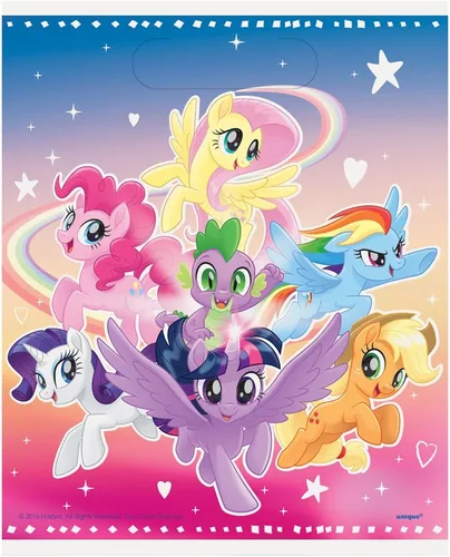 Unique Colorful & Vibrant My Little Pony Loot Bags (8 piezas) – Material de primera calidad, tamaño perfecto para recuerdos de fiesta, ideal para