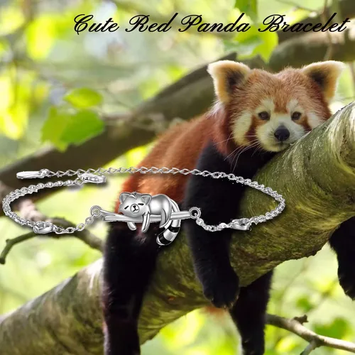 Miniatura 5 de ONEFINITY Pulsera de plata de ley 925 con pandapandallama panda rojo panda panda joyería para mujeres y niñas
