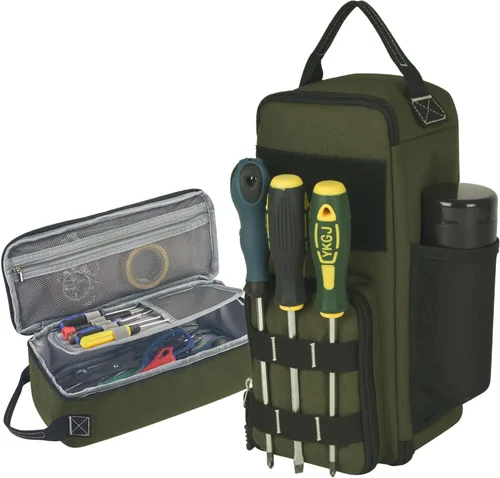 LAKE OF FIRE Bolsa de herramientas pequeña de 12.6 pulgadas para hombres con múltiples bolsillos, impermeable, resistente al agua, bolsa de Verde