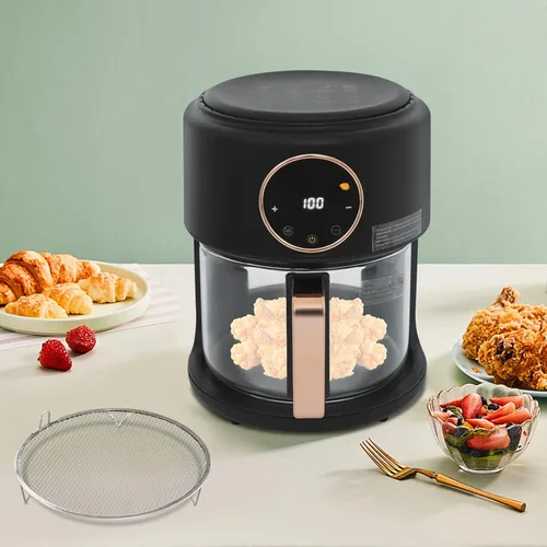 Miniatura 2 de Freidora Airy, freidora de aire de vidrio de 3.81 cuartos de galón con ventana visible de 360°, calentamiento rápido de 1200 W, 8 modos