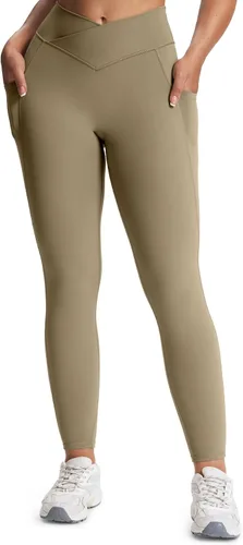 Miniatura 73 de Aoxjox Trinity - Pantalones de yoga de cintura alta con bolsillos para mujer, control de abdomen, cintura cruzada, leggings de entrenamiento suaves