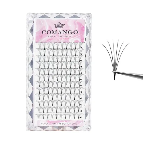 Miniatura 64 de CoMango Extensiones de pestañas de volumen 3D/4D/5D/6D/10D, grosor de 0.003 in, rizo C/D, tallo corto de 0.315-0.591 in, extensiones de pestañas