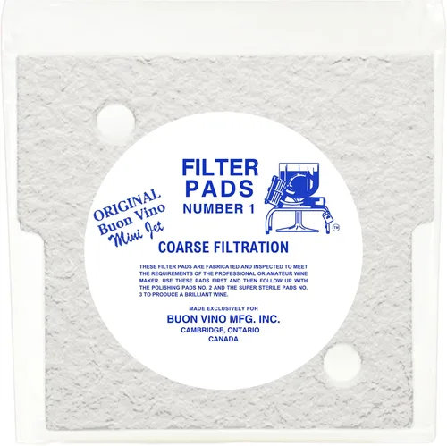 Buon Vino Mini Jet - Almohadillas de filtro para purificador de vino, 1 unidad (paquete de 3), filtros gruesos #1 para sedimentos, suministros de
