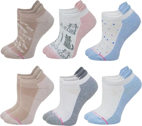 Miniatura 13 de Dr. Motion 6 pares de calcetines de compresión transpirables acolchados de corte bajo para mujer