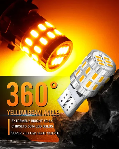 Miniatura 4 de 194 Bombilla LED Ámbar Amarilla 9-30v CANbus sin errores W5W 168 2825 Bombilla LED para luces de domo, mapa, puerta, cortesía, maletero