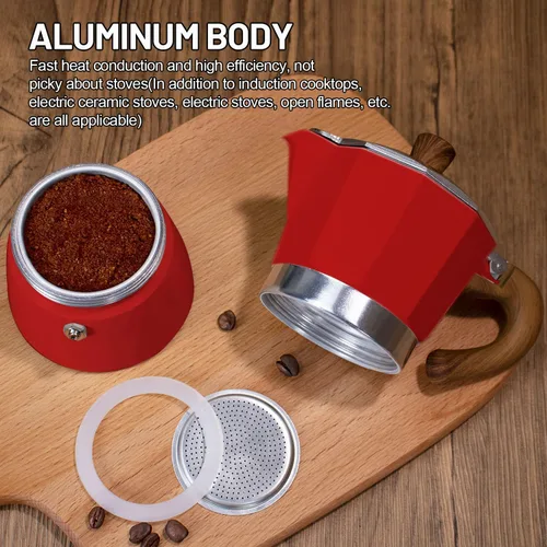 Miniatura 7 de Set de Cafetera Moka 2 en 1 con Estufa Eléctrica de 3 Tazas, Cafetera de Café de Aluminio para Cocina, Percolador Clásico Italiano para Café Mocha