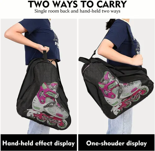 Miniatura 6 de Bolsa unisex para patinaje sobre hielo con correa ajustable para el hombro, bolsa de almacenamiento de zapatos de patinaje de tela Oxford