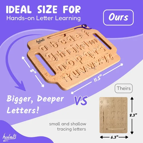 Miniatura 3 de Hulats Aprende a Escribir: Tablero Sensorial Portátil de Madera para Trazado de Letras del Alfabeto - Práctica de Escritura para Niños Pequeños