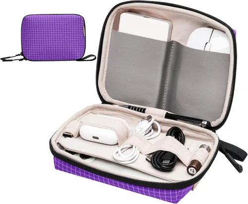 Miniatura 10 de SIMTOP Funda organizadora de electrónica pequeña, funda de viaje portátil para cable, cargador, teléfono y auriculares, almacenamiento de cable