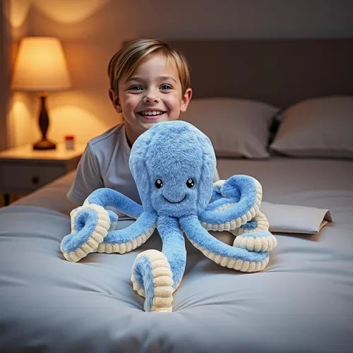 Miniatura 9 de My Super Star Animales de peluche de pulpo, juguetes de pulpo de peluche para niños, niñas, amigos, familia, regalo de cumpleaños y Navidad, Azul