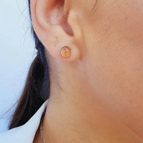 Miniatura 2 de Pendientes naturales de 0.236 in con chapado en oro blanco sobre plata de ley, bisel cabujón de piedras preciosas regalo de joyería para ella