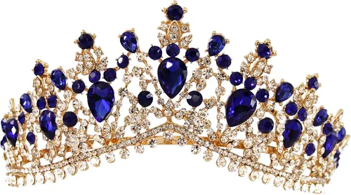 Miniatura 5 de Tiaras doradas de cristal para boda, corona de reina barroca con peine