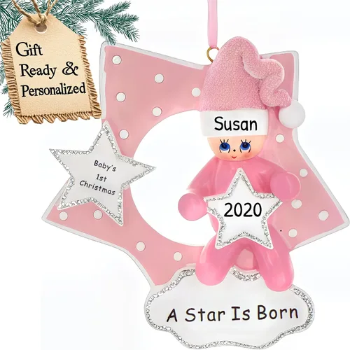 Miniatura 4 de Adorno 3D personalizado para la primera Navidad del bebé 2025 para niño Adorno de la primera Navidad del bebé 2025 Adornos de bebé para árbol