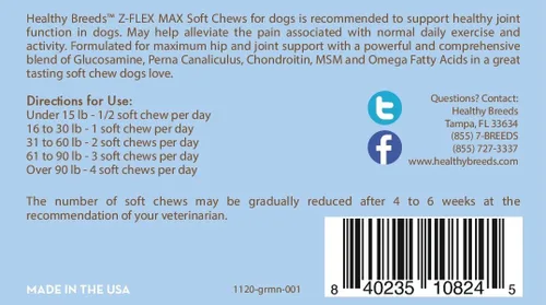 Miniatura 3 de Healthy Breeds German Shepherd Z-Flex Max - Masticables suaves para cadera y articulaciones, 50