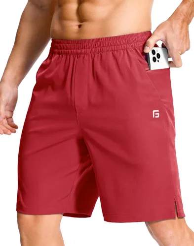 Miniatura 12 de GGJ Pantalones cortos deportivos ligeros para hombre con 2 bolsillos con cremallera de 7/5/9 pulgadas, pantalones cortos de tenis de secado rápido