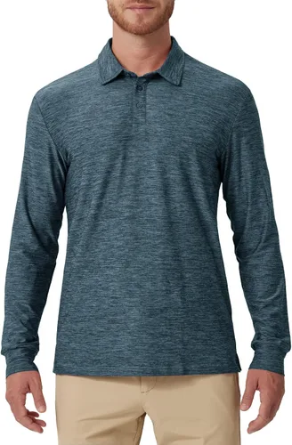 Miniatura 80 de NAVISKIN Camisas polo de manga larga para hombre, camisas de golf con cuello UPF 50 SPF para hombre, secado rápido, absorbe la humedad