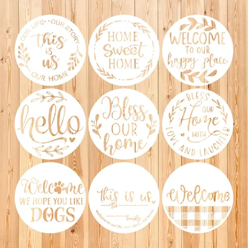 Plantillas de bienvenida para pintar sobre madera, plantillas redondas de 12" para pintar, plantilla para manualidades, plantillas de dibujo