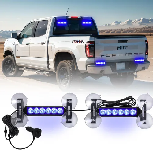 Miniatura 12 de 2 luces estroboscópicas de emergencia de 6.1 pulgadas, rojo y blanco, 12 LED de advertencia de peligro intermitentes de seguridad delantero/trasero