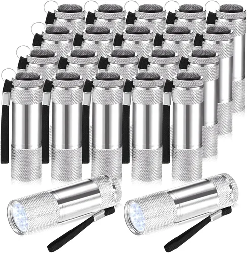 Miniatura 14 de VIHOSE 20 piezas de linternas mini a granel, luz de mano brillante de aluminio con cordón, linternas LED pequeñas para lectura nocturna, emergencia