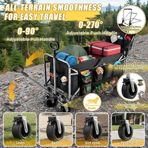 Miniatura 6 de Carro para perros grandes de hasta 400 libras, cochecito plegable para perros medianos a grandes con portón trasero, carritos para mascotas
