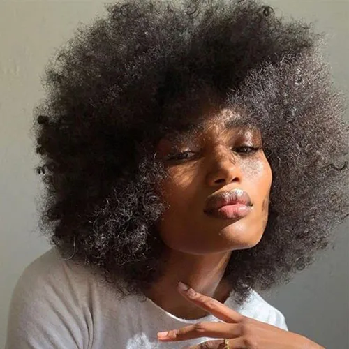 Joedir HAIR - Peluca afro para mujeres negras, cabello humano corto afro rizado peluca de 8 pulgadas, negro natural