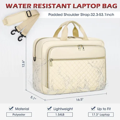 Miniatura 3 de NEWHEY Bolsa para laptop de 17.3 pulgadas, maletín para computadora portátil para mujeres y hombres, bolsa de hombro impermeable, bolsa de mensajero