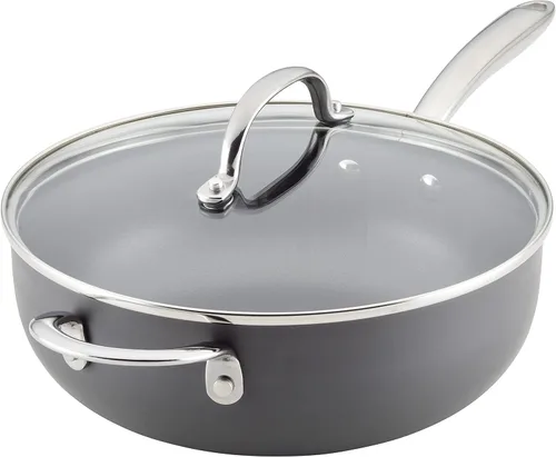 Miniatura 10 de Rachael Ray 80089 - Sartén antiadherente profesional con mango auxiliar y anodizado duro, 14 pulgadas - Gris