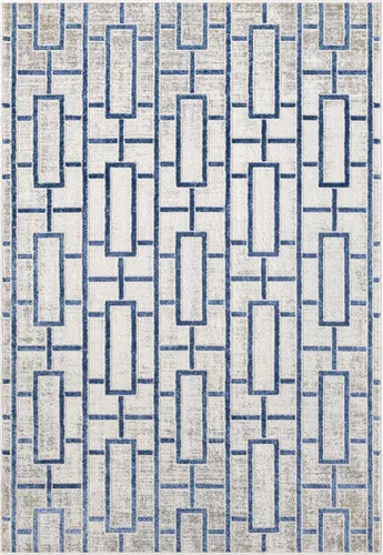 Miniatura 3 de Abani Atlas - Alfombra rectangular de 4 x 6 pies, color azul/gris, duradera, no desprende pelusa, fácil de limpiar
